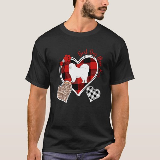 Drie Hart Buffel en Leopard Plaid Samoyed Mam T-shirt (Voorkant)