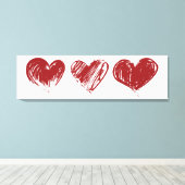 Drie hart canvas afdruk (Insitu (Houten vloer))