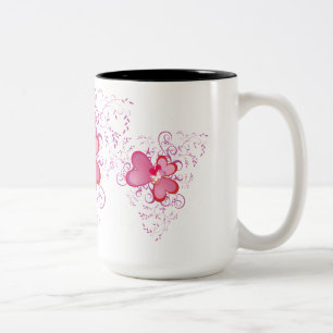 Drie hart tweekleurige koffiemok
