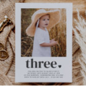 Drie hart - Vierkant Foto 1st Birthday Uitnodiging