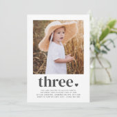 Drie hart - Vierkant Foto 1st Birthday Uitnodiging (Staand voorkant)