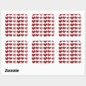Drie hart vierkante sticker (Vel)