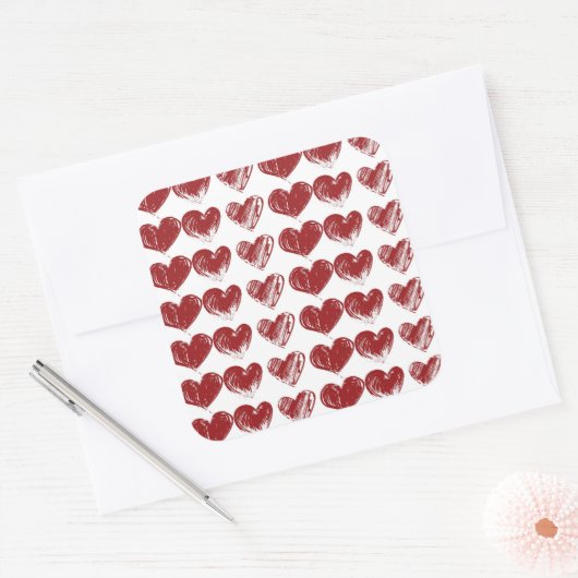 Drie hart vierkante sticker (Envelop)