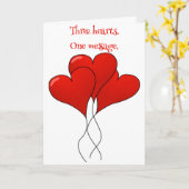 Drie Hartballonnen Valentijn illustratie Kaart (Gele Bloem)