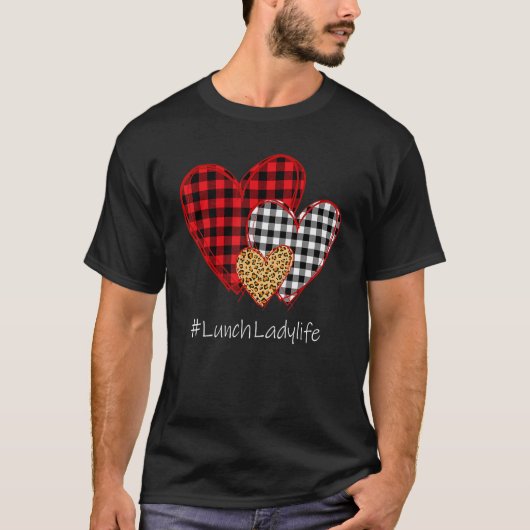 Drie harten Buffalo geruite lunchdame Valentijn T-shirt (Voorkant)