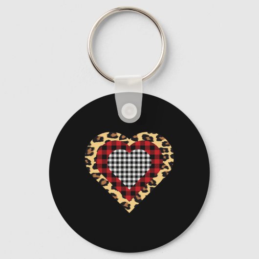 Drie harten Buffalo Leopard Valentijnsdag Sleutelhanger (Voorkant)