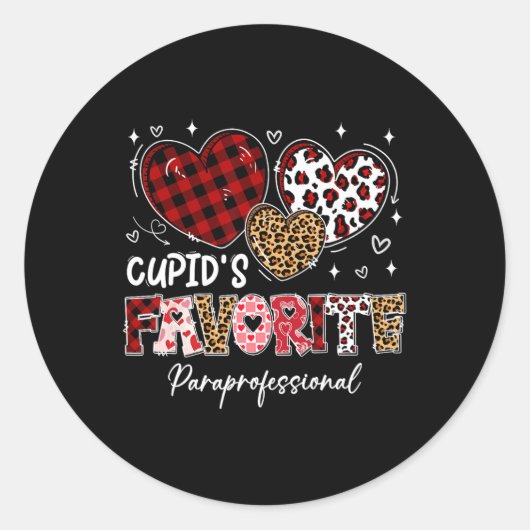 Drie harten Cupido's favoriete Paraprofessional Va Ronde Sticker (Voorkant)