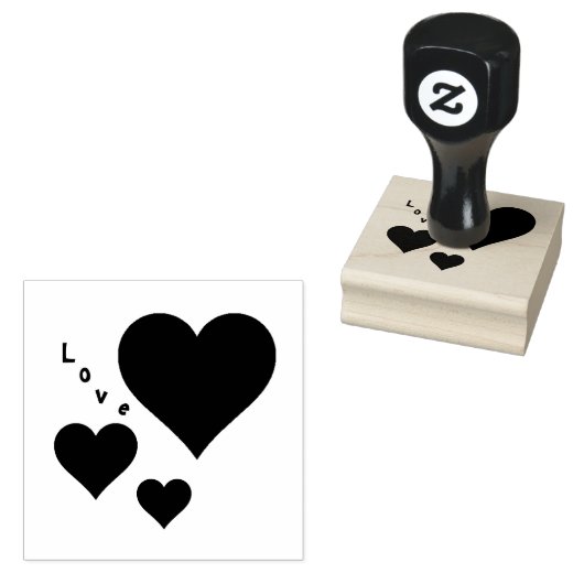 Drie harten en lief zoete Valentijns Rubberstempel (Gestempeld)