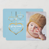 Drie Harten Foto Geboorteaankondiging Aankondiging (Voorkant / Achterkant)