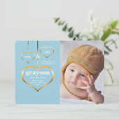 Drie Harten Foto Geboorteaankondiging Aankondiging (Staand voorkant)