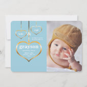 Drie Harten Foto Geboorteaankondiging Aankondiging (Voorkant)