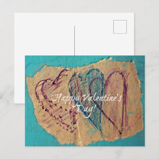 Drie Harten Gelukkige Valentijnsdag Briefkaart (Voorkant / Achterkant)