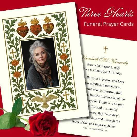 Drie harten Jezus Maria Jozef Begrafenisgebed Visitekaartje
