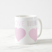 Drie harten roze en witte Mok (Voorkant rechts)