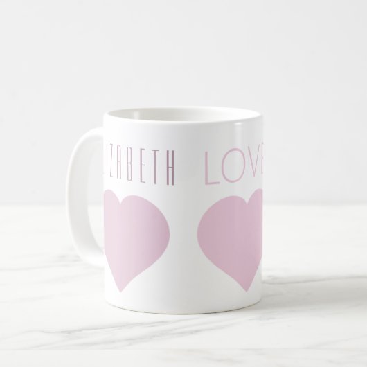 Drie harten roze en witte Mok (Voorkant links)