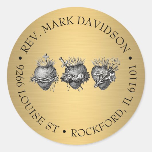 Drie harten van Jezus, Maria en Jozef Ronde Sticker (Voorkant)