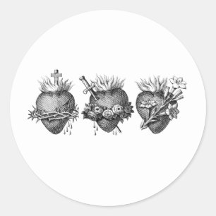 Drie harten van Jezus, Maria en Jozef Ronde Sticker