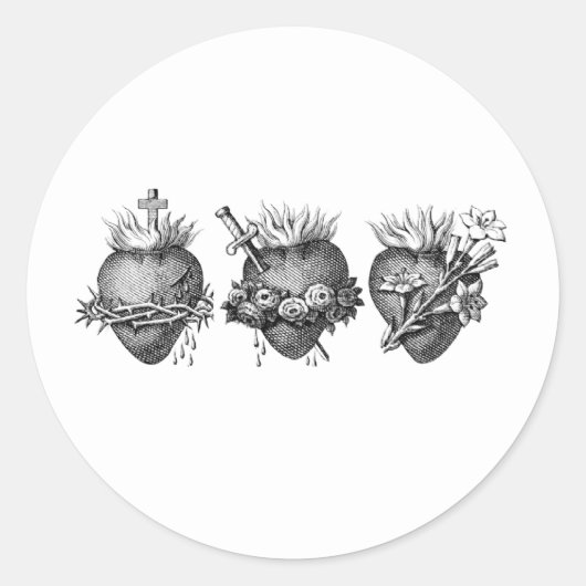 Drie harten van Jezus, Maria en Jozef Ronde Sticker (Voorkant)