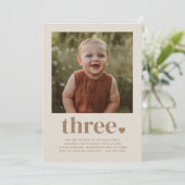 Drie hartfoto 3e verjaardag kaart (Staand voorkant)