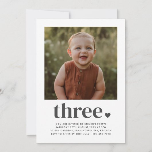 Drie hartfoto 3e verjaardag kaart (Voorkant)