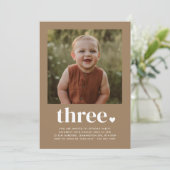 Drie hartfoto 3e verjaardag kaart (Staand voorkant)