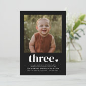 Drie hartfoto 3e verjaardag kaart (Staand voorkant)