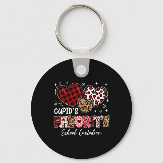 Drie Hartjes Cupido's Favoriete School Schoonmaker Sleutelhanger (Voorkant)