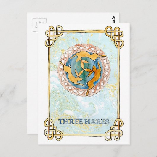 Drie hazen briefkaart (Voorkant / Achterkant)