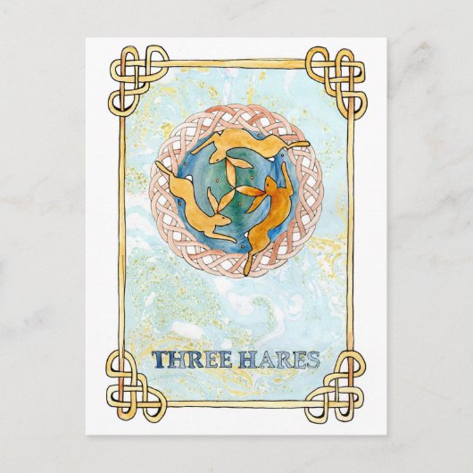Drie hazen briefkaart (Voorkant)