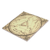 Drie hazen met konijnenSepia Mystical Design Tegeltje (Zijkant)