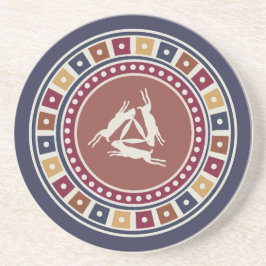 drie hazen motief en vintage geometrie patroon zandsteen onderzetter