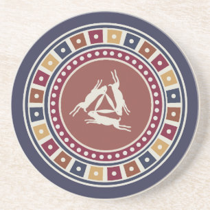 drie hazen motief en vintage geometrie patroon zandsteen onderzetter