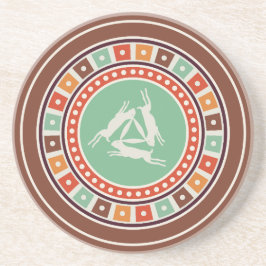 drie hazen motief en vintage geometrie patroon zandsteen onderzetter