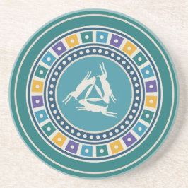 drie hazen motief en vintage geometrie patroon zandsteen onderzetter