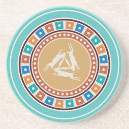 drie hazen motief en vintage geometrie patroon zandsteen onderzetter
