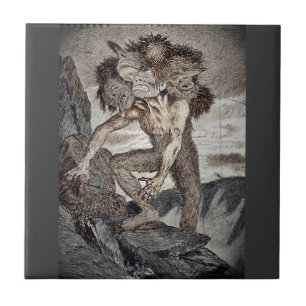 Drie Headed Monster Tegeltje