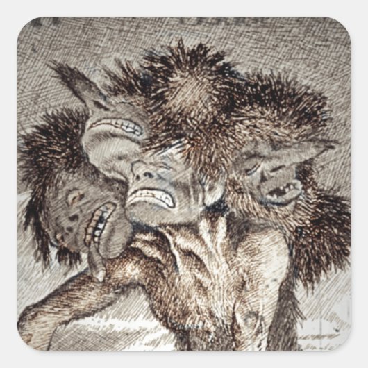 Drie Headed Monster Vierkante Sticker (Voorkant)