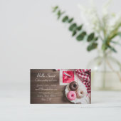 Drie heerlijke donuts visitekaartje (Staand voorkant)