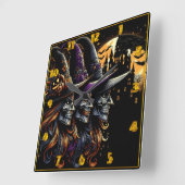 Drie heksen betoveren op Halloween Vierkante Klok (Hoek)