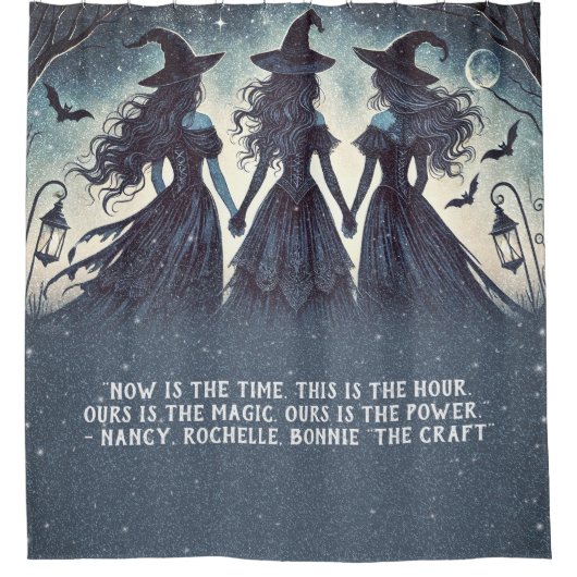 Drie heksen bij nacht sterrenbeeld Halloween Douchegordijn (Voorkant)