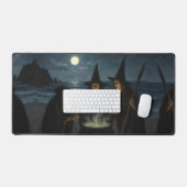 Drie heksen brouwen ketel Volle maan strand Bureaumat (Keyboard & Muis)