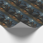 Drie heksen brouwen ketel Volle maan strand Cadeaupapier (Hoek)