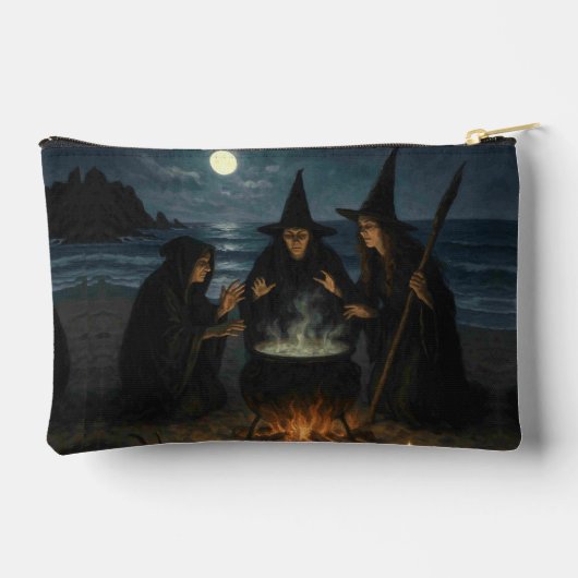 Drie Heksen Brouwen Ketel Volle Maan Strand Etui (Achterkant)