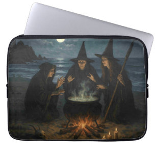 Drie Heksen Brouwen Ketel Volle Maan Strand  Laptop Sleeve