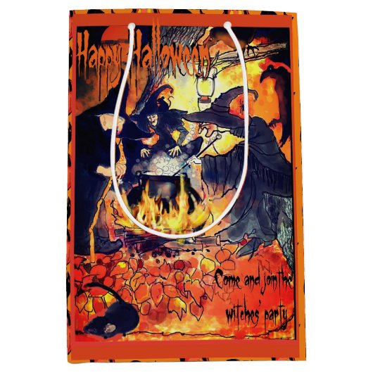 Drie heksen Halloween geschenk tas Medium Cadeauzakje (Voorkant)