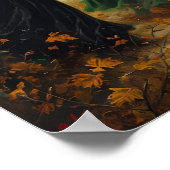 Drie heksen herfstbos  Halloweenmuur Poster (Hoek)