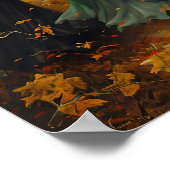 Drie heksen herfstbos  Halloweenmuur Poster (Hoek)