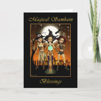Drie heksen magische Samhain zegeningen Kaart
