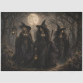 Drie Heksen Maneschijn Gotisch Bos Halloween Kunst Tissuepapier (Voorkant)