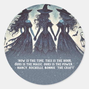 Drie Heksen op een Sterrenfeest op Halloween 's Na Ronde Sticker
